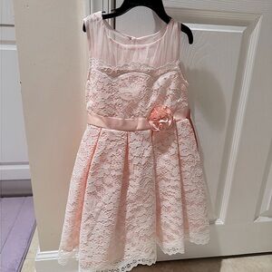 Jona Michelle Pink Sleeveless Formal Dress with Lace and A-line Skirt